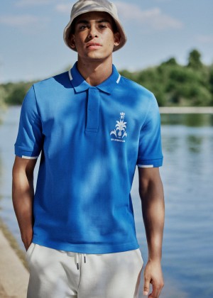 Ben Sherman B by Ben Sherman Sports Club Embroidered Polo Shirts Blue | YHGN54783