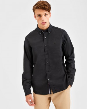 Ben Sherman Beatnik Oxford Garment Dye Shirts Black | NTAG29061