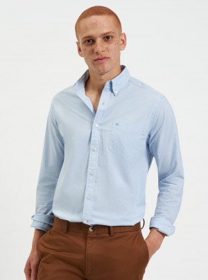 Ben Sherman Beatnik Wash Long-Sleeve Shirts Blue | MBHS13684