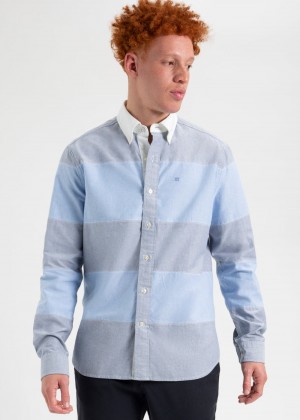 Ben Sherman Brighton Oxford Garment Dye Rugby Shirts Blue | GZDT86032