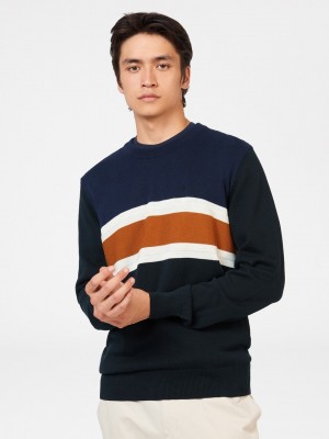 Ben Sherman Chest Stripe Crewneck Knitwear Black | NFYK15798