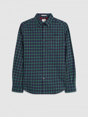 Ben Sherman House Tartan Twill Shirts Green | TMKB15068