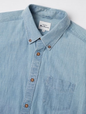 Ben Sherman Long-Sleeve Chambray Shirts Blue / Navy | YBGT28046