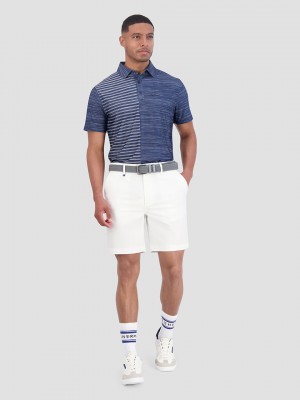 Ben Sherman Melange Stripes Color Block Tech Jersey Sports Fit Polo Shirts Navy | FYMQ64807