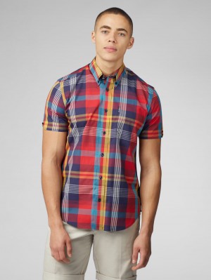 Ben Sherman Signature Large Madras Check Shirts Red | JIOL56138