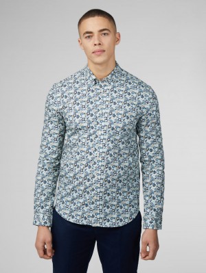 Ben Sherman Signature Multicolor Floral Shirts Blue | GKBS53841