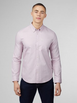 Ben Sherman Signature Oxford Long Sleeve Shirts Purple | IPDK07156