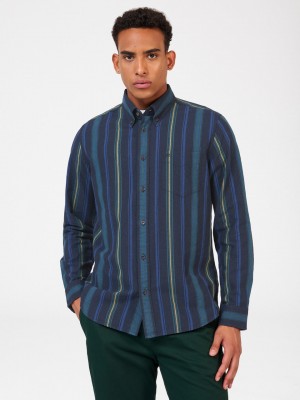 Ben Sherman Signature Striped Oxford Shirts Green | AQZS08956