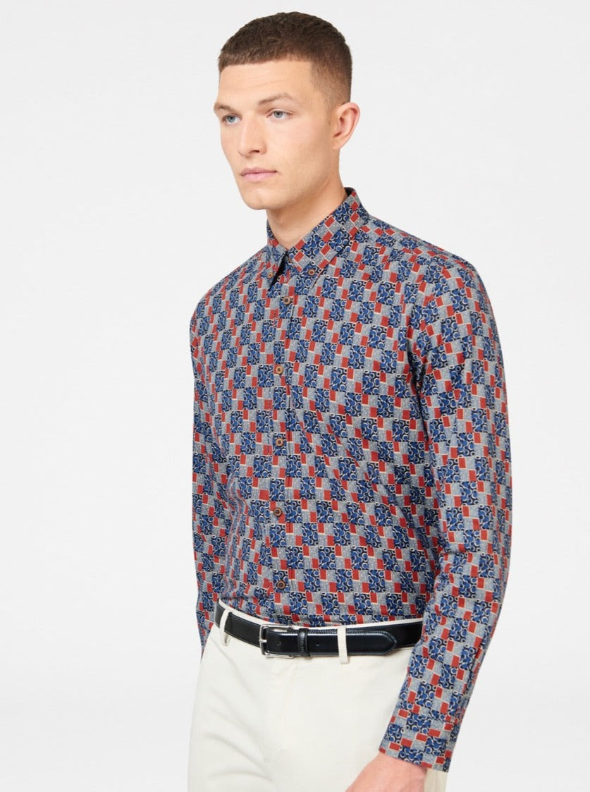 Ben Sherman 1950s Checkerboard Shirts Indigo | TFSA28351