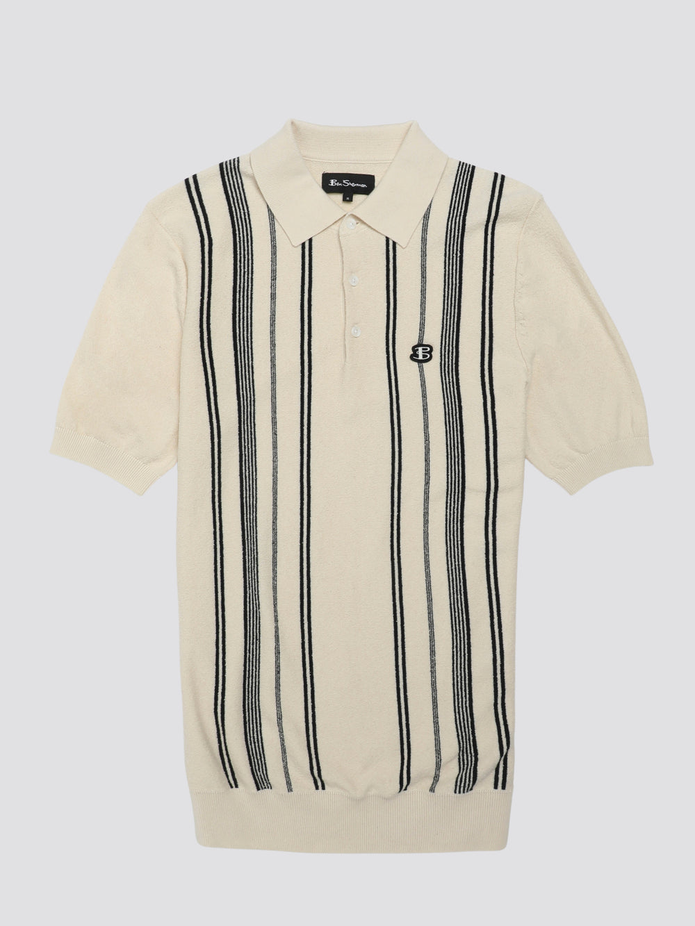 Ben Sherman B by Ben Sherman Crinkle Cotton Stripe Polo Knitwear White | MQPU38526