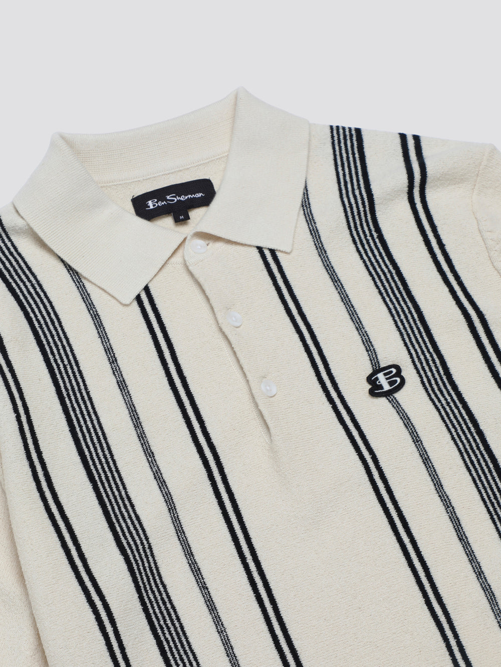 Ben Sherman B by Ben Sherman Crinkle Cotton Stripe Polo Knitwear White | MQPU38526