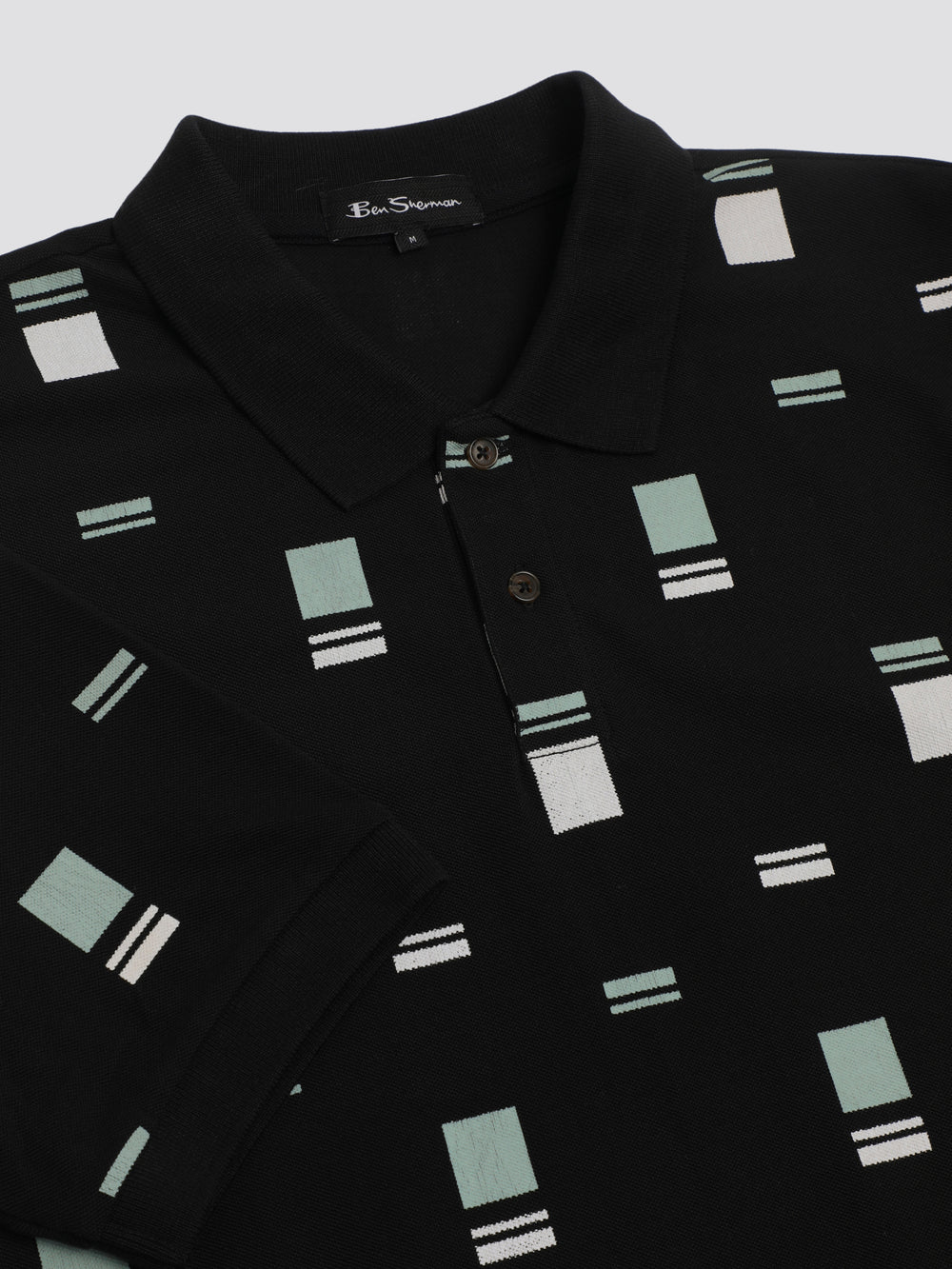 Ben Sherman B by Ben Sherman Scatter Chequerboard Mod Stripe Polo Shirts Black | RWPV31704