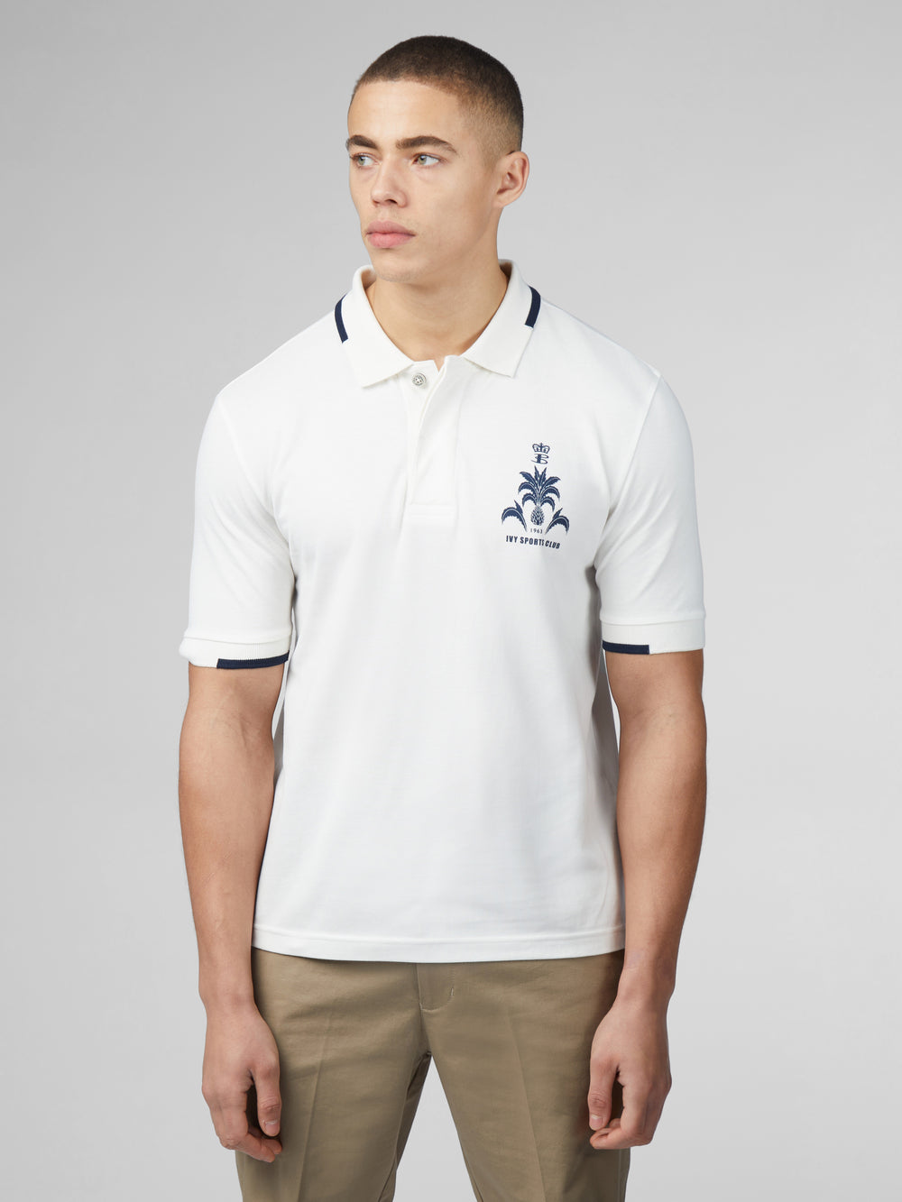 Ben Sherman B by Ben Sherman Sports Club Embroidered Polo Shirts White | ECAL21657