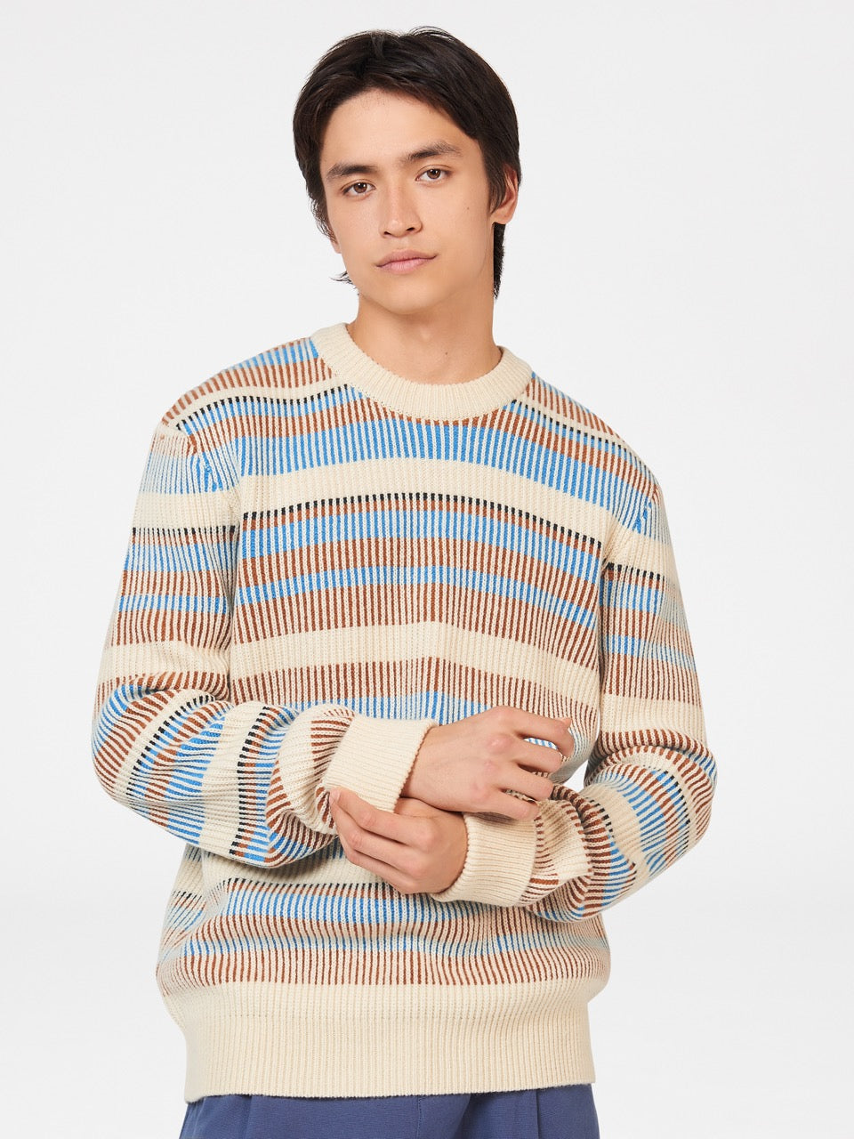 Ben Sherman B by Ben Sherman Stripe Knitwear White | ANPD68425