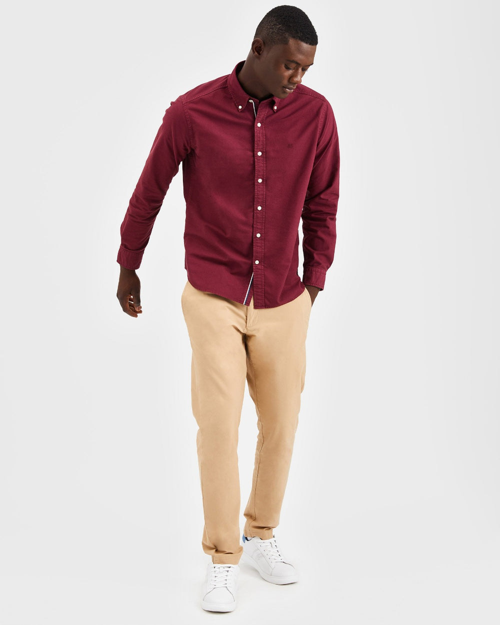 Ben Sherman Beatnik Oxford Garment Dye Shirts Burgundy | TXJS85617