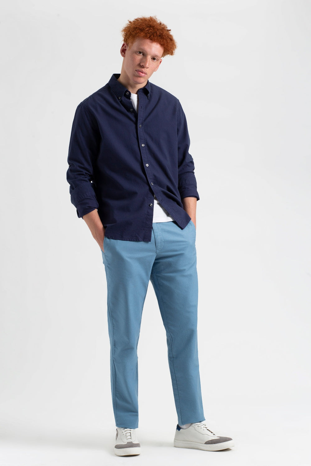 Ben Sherman Beatnik Oxford Slim Taper Garment Dye Chino Pants Blue | RBHN03974