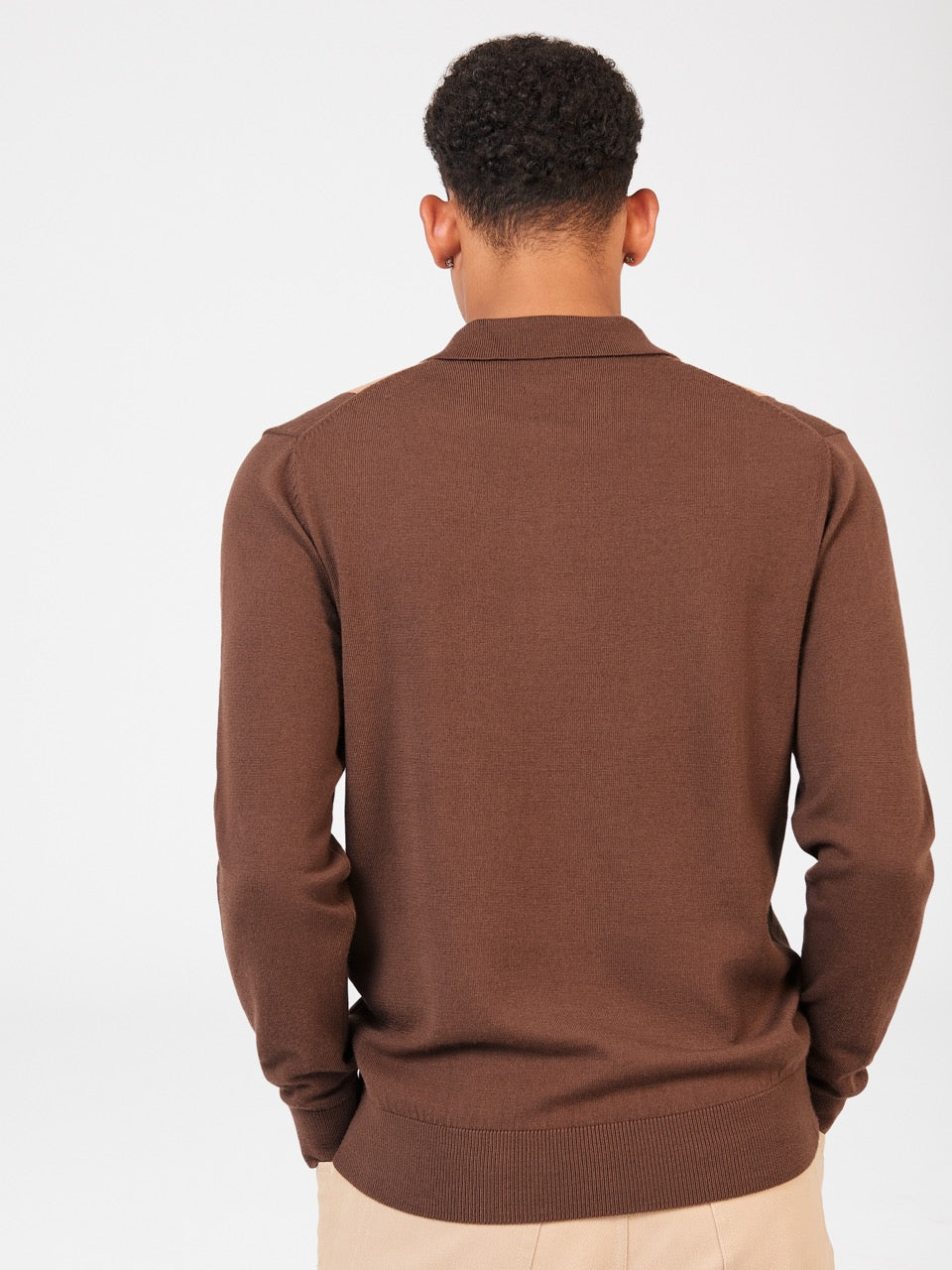 Ben Sherman Block Stripe Merino Polo Neck Sweaters Chocolate | MOKL78124