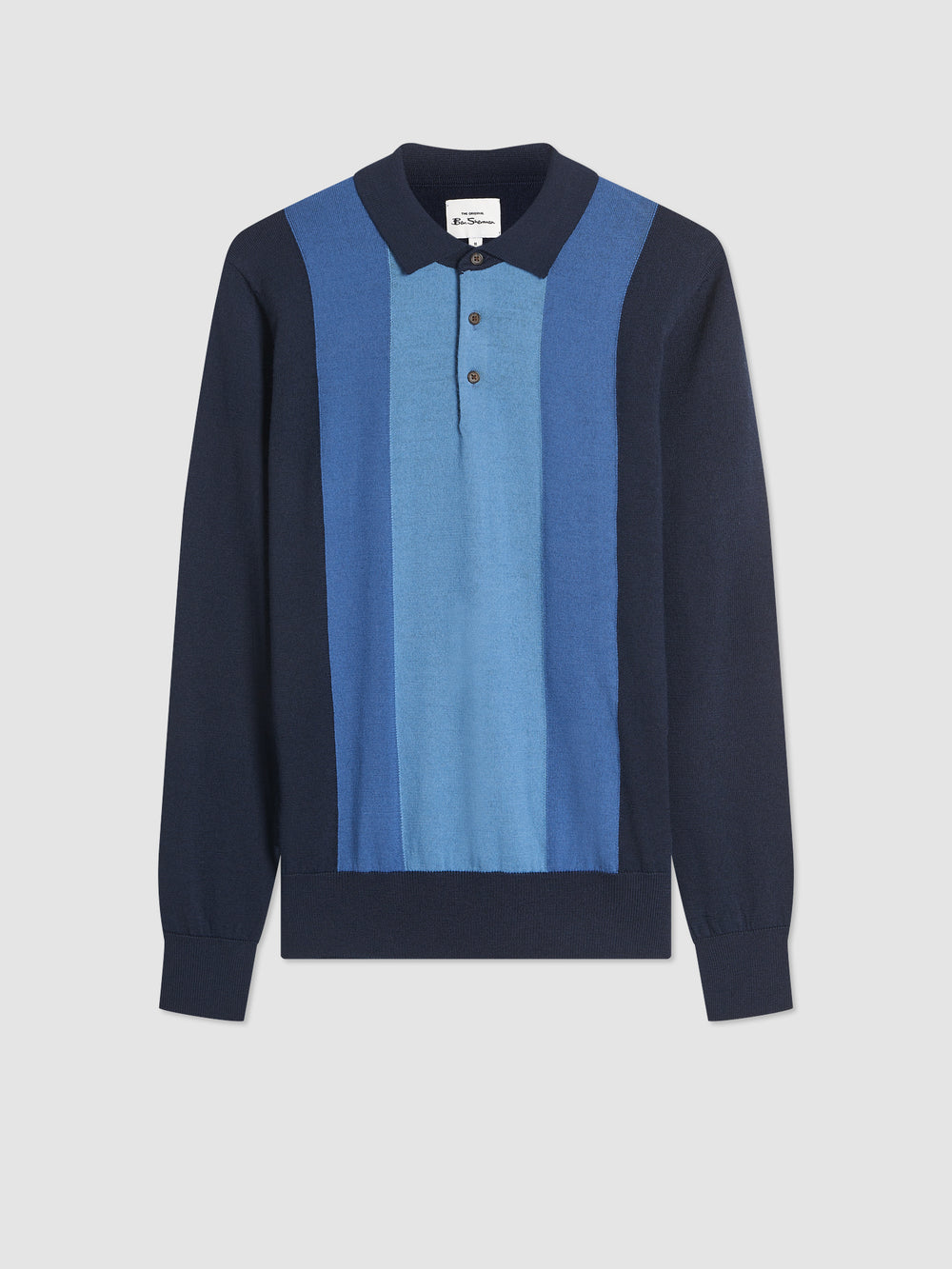 Ben Sherman Block Stripe Merino Polo Neck Sweaters Navy | GSZP18270