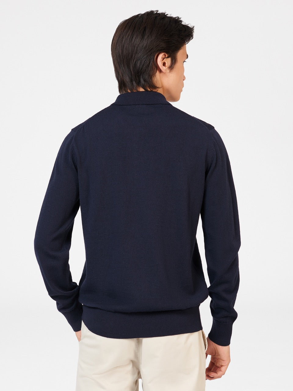 Ben Sherman Block Stripe Merino Polo Neck Sweaters Navy | GSZP18270