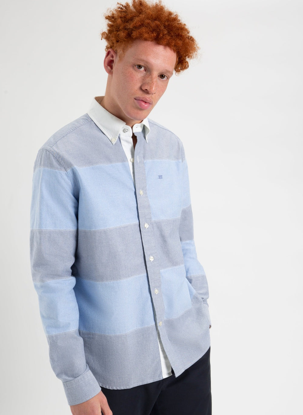 Ben Sherman Brighton Oxford Garment Dye Rugby Shirts Blue | GZDT86032