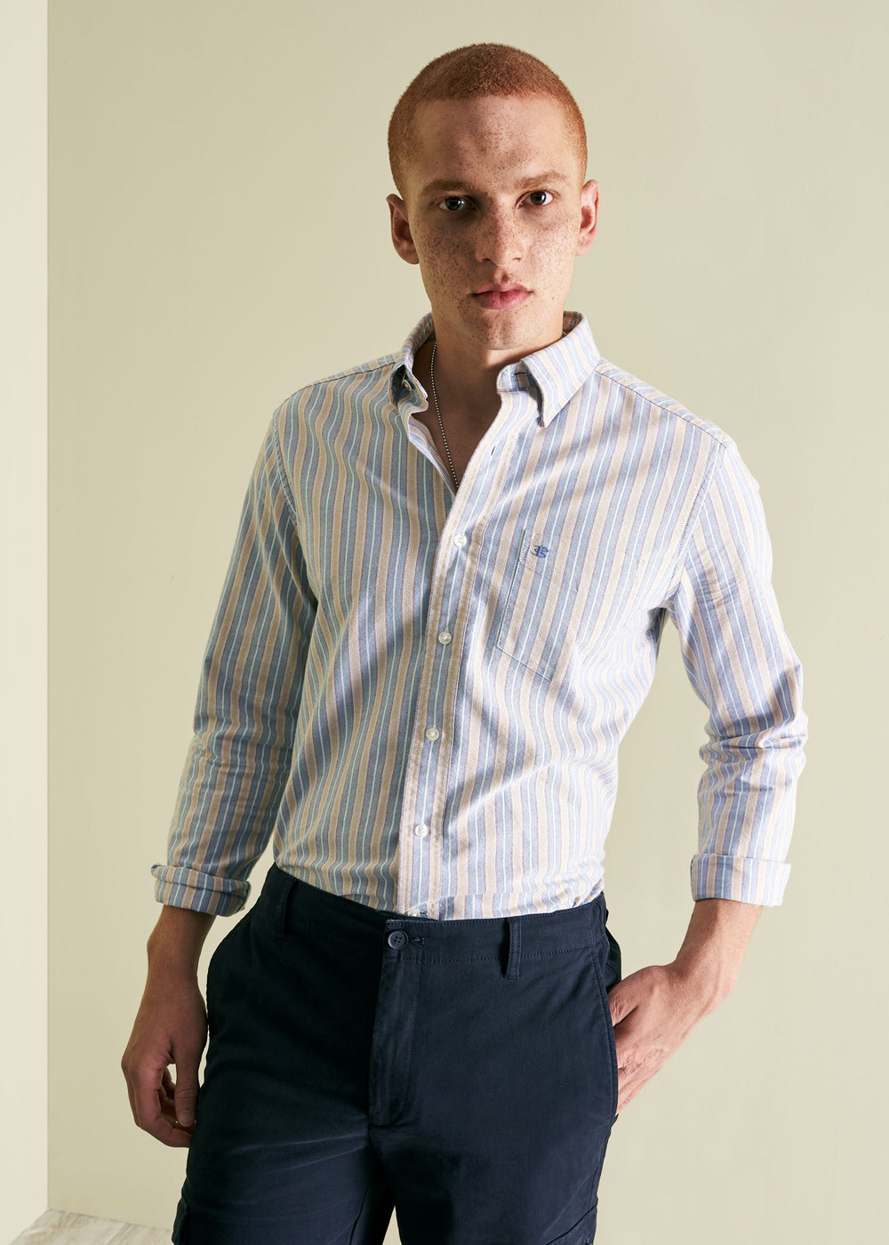 Ben Sherman Brighton Oxford Organic Shirts Blue Multicolor | YTIQ23940