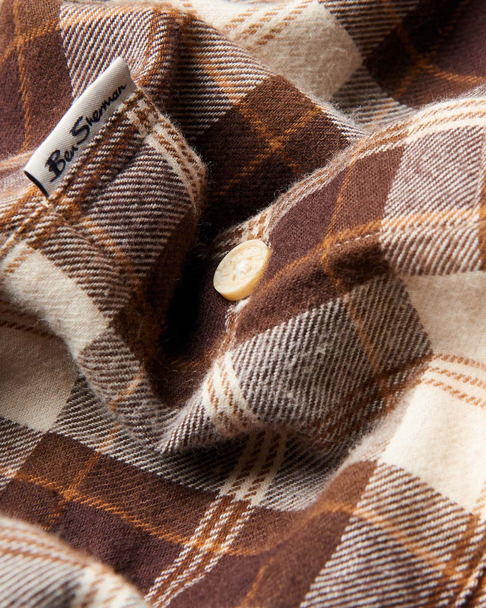 Ben Sherman Brushed Plain Check Shirts Chocolate | QGYE19527