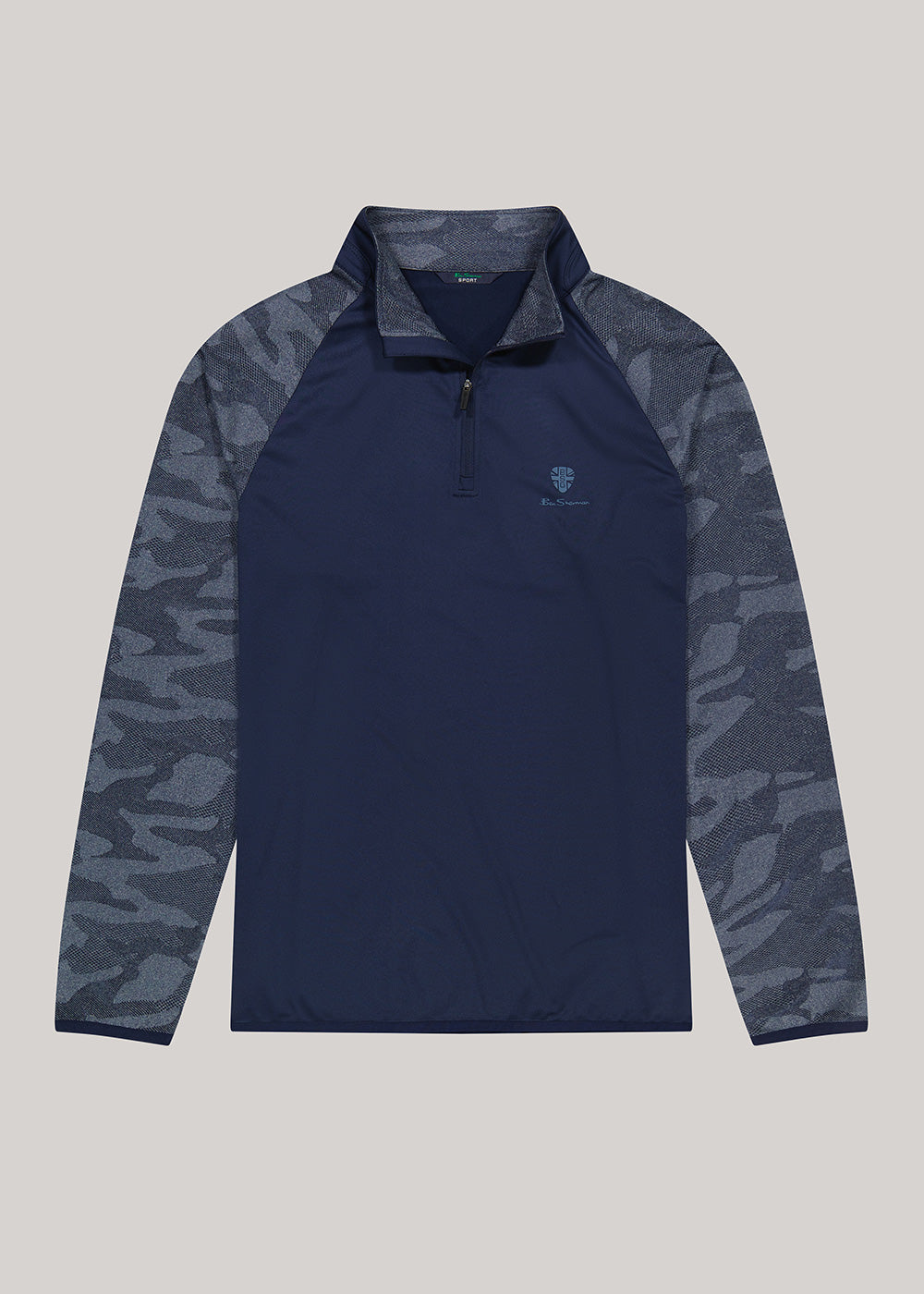 Ben Sherman Camo Jacq. Sleeve Quarter Zip Jackets Navy | KAOI21945