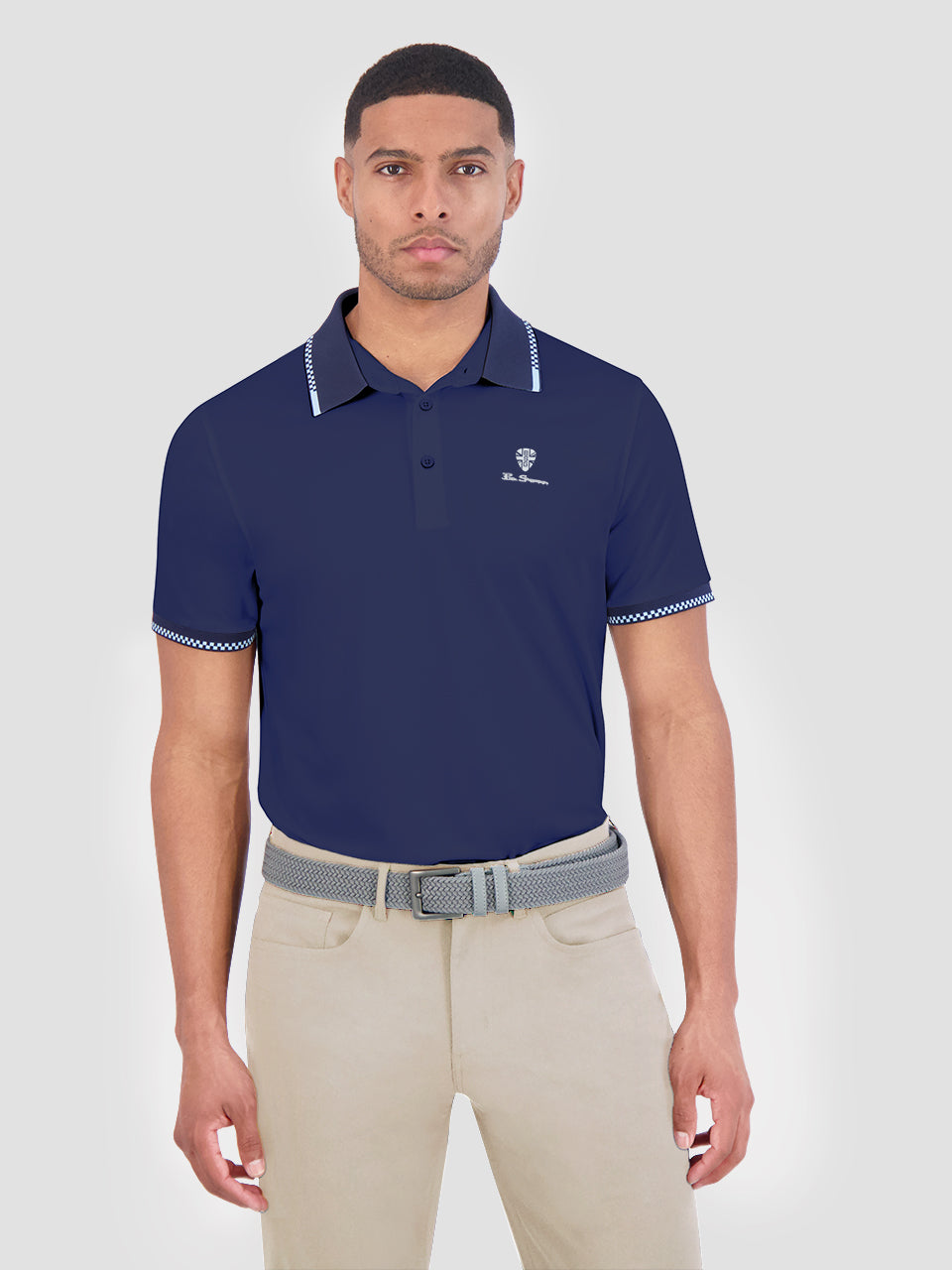 Ben Sherman Checker Rib Air Pique Sports Fit Polo Shirts Navy | JEZH40695