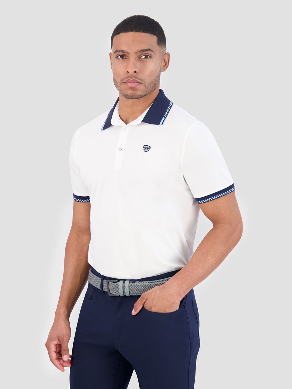 Ben Sherman Checker Rib Air Pique Sports Fit Polo Shirts White | DFBL45872