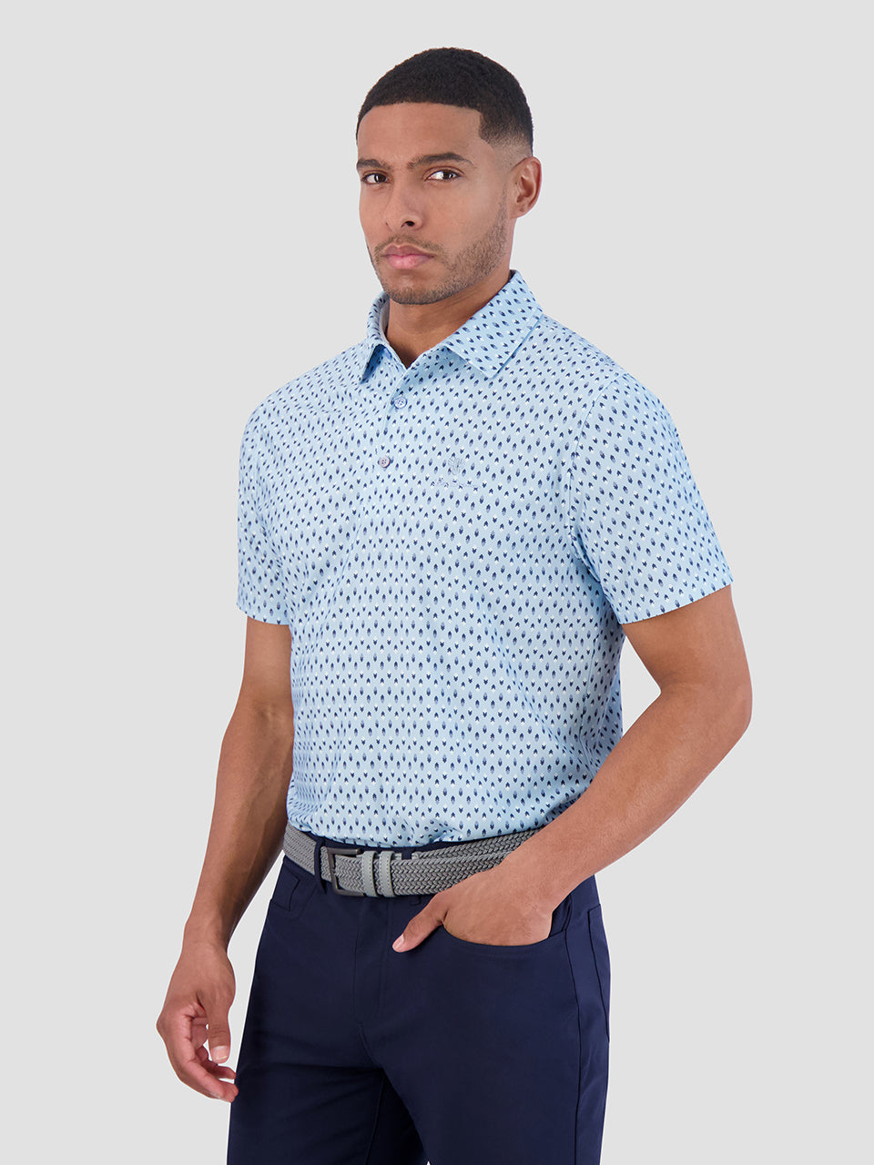 Ben Sherman Chequerboard Geo Polo Shirts Blue | UMCS13579