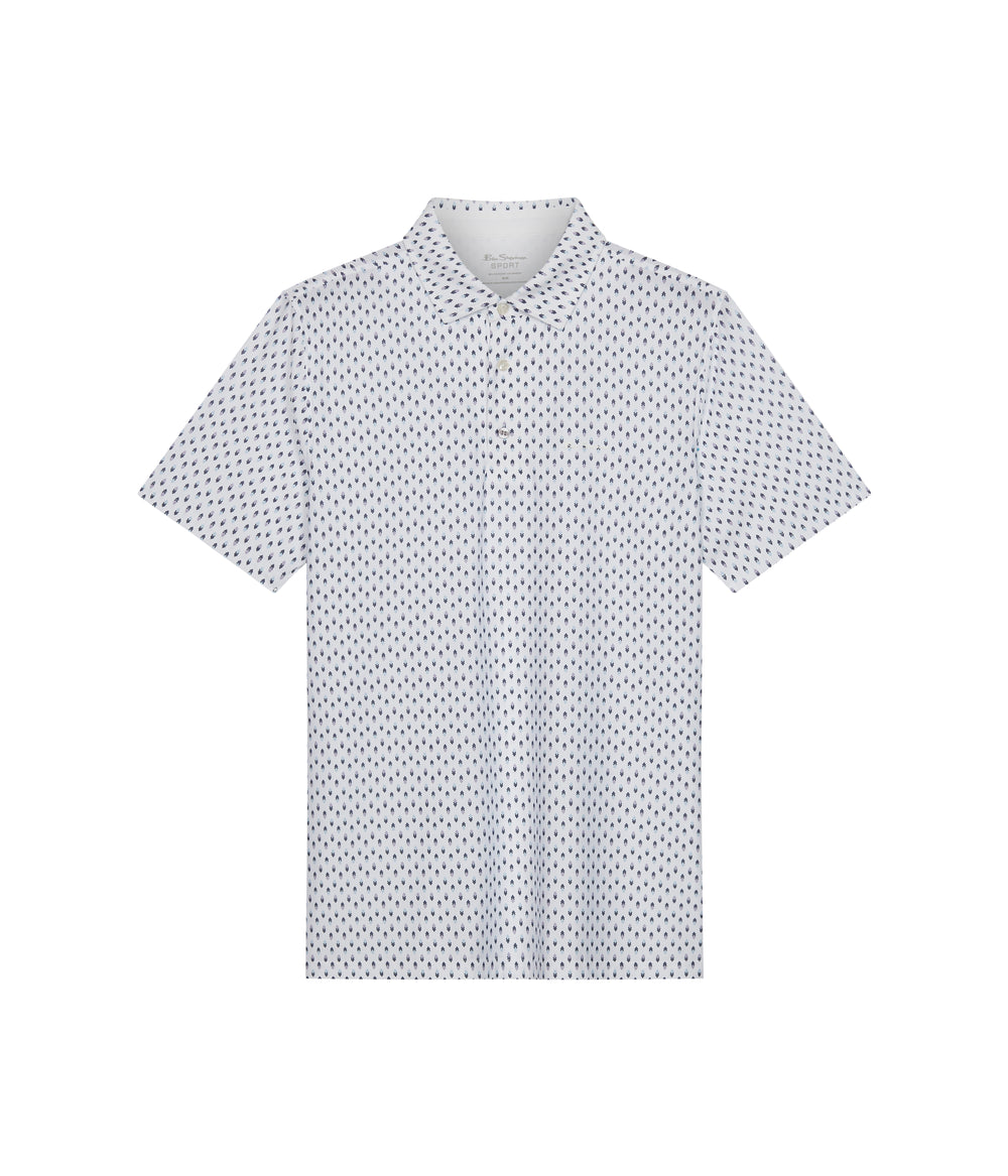 Ben Sherman Chequerboard Geo Polo Shirts White | PVQJ09617