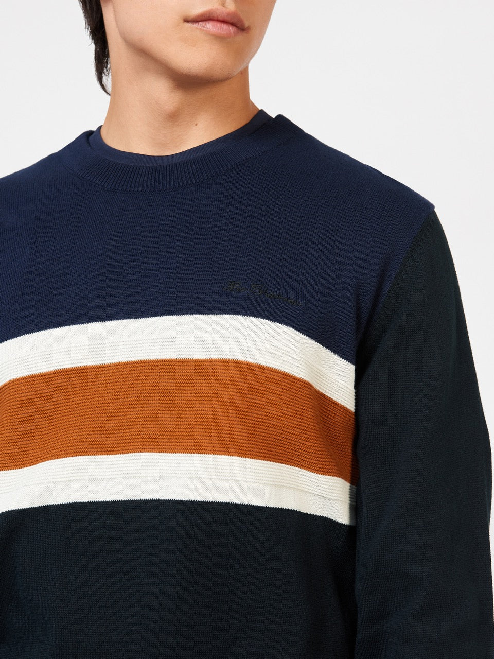 Ben Sherman Chest Stripe Crewneck Knitwear Black | NFYK15798