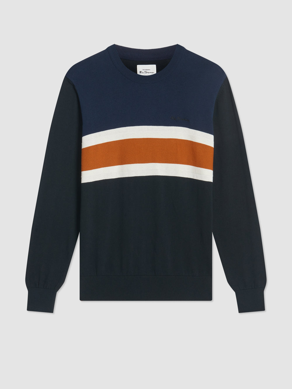 Ben Sherman Chest Stripe Crewneck Knitwear Black | NFYK15798