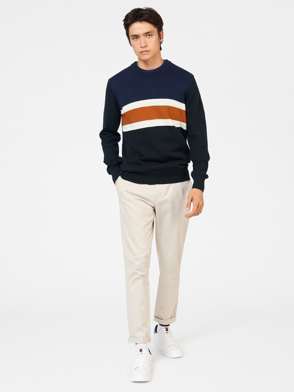 Ben Sherman Chest Stripe Crewneck Knitwear Black | NFYK15798