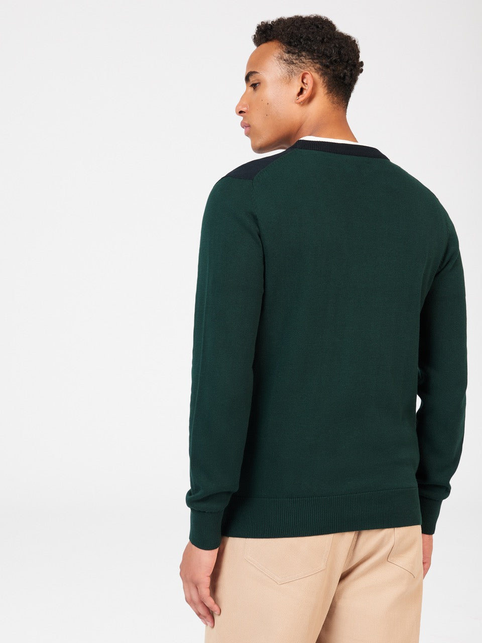 Ben Sherman Chest Stripe Crewneck Knitwear Dark Green | SRIX49638