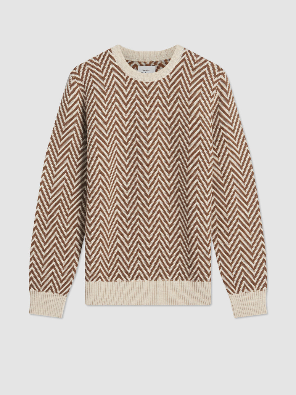 Ben Sherman Chevron Jacquard Crewneck Knitwear White | MGTD61379