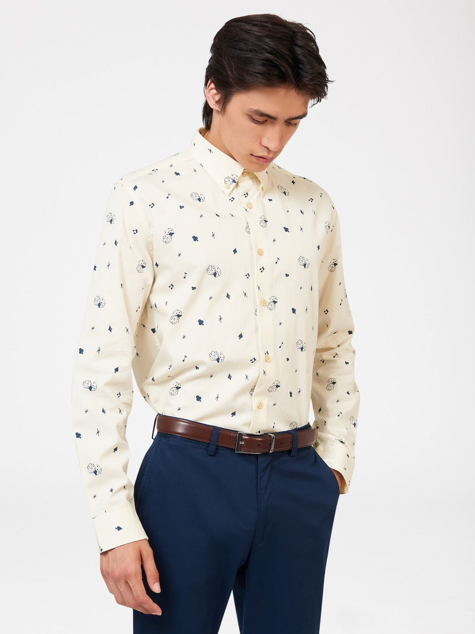 Ben Sherman Conversational Icon Shirts White | WTJI10975