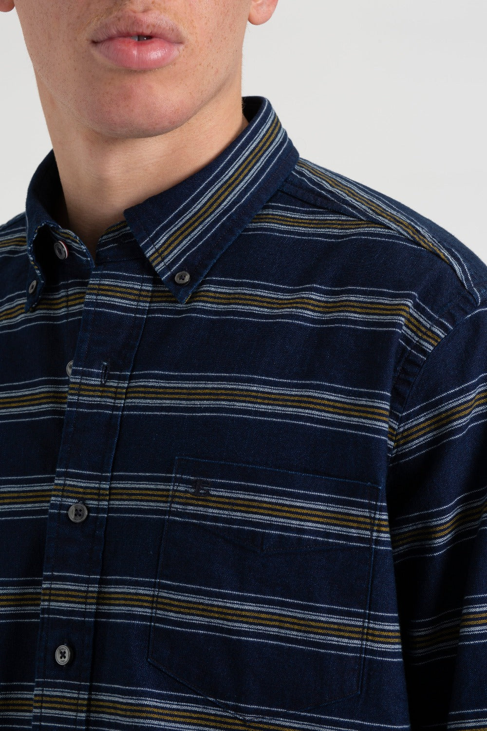 Ben Sherman Dalston Blues Long Sleeve Indigo Stripe Shirts Indigo | XPOA19485