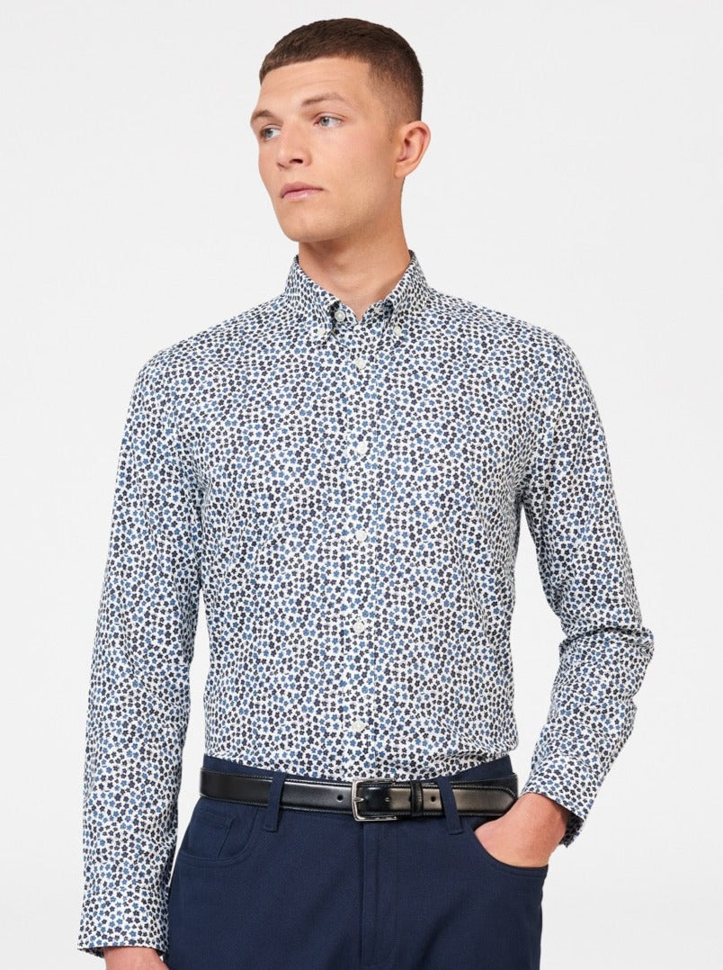 Ben Sherman Ditsy Floral Print Long Sleeve Shirts White | GXWQ74839