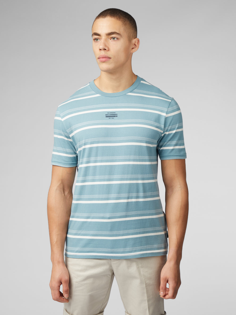 Ben Sherman Fine Stripe T-Shirt Blue | LYTG61392