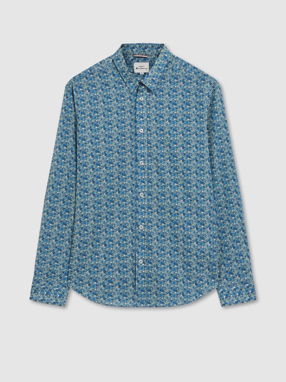 Ben Sherman Floral Print Long-Sleeve Shirts Blue Grey | DXNS25360