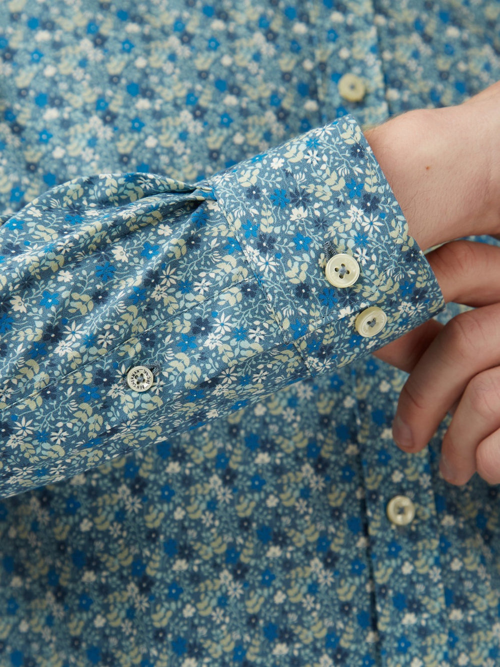 Ben Sherman Floral Print Long-Sleeve Shirts Blue Grey | DXNS25360