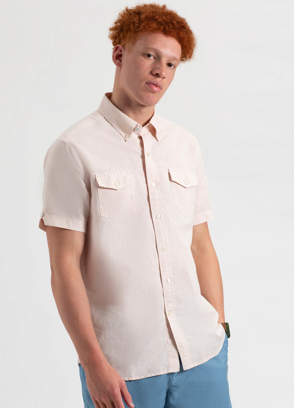 Ben Sherman Garment Dye Linen Shirts Light Pink | IGLR65497