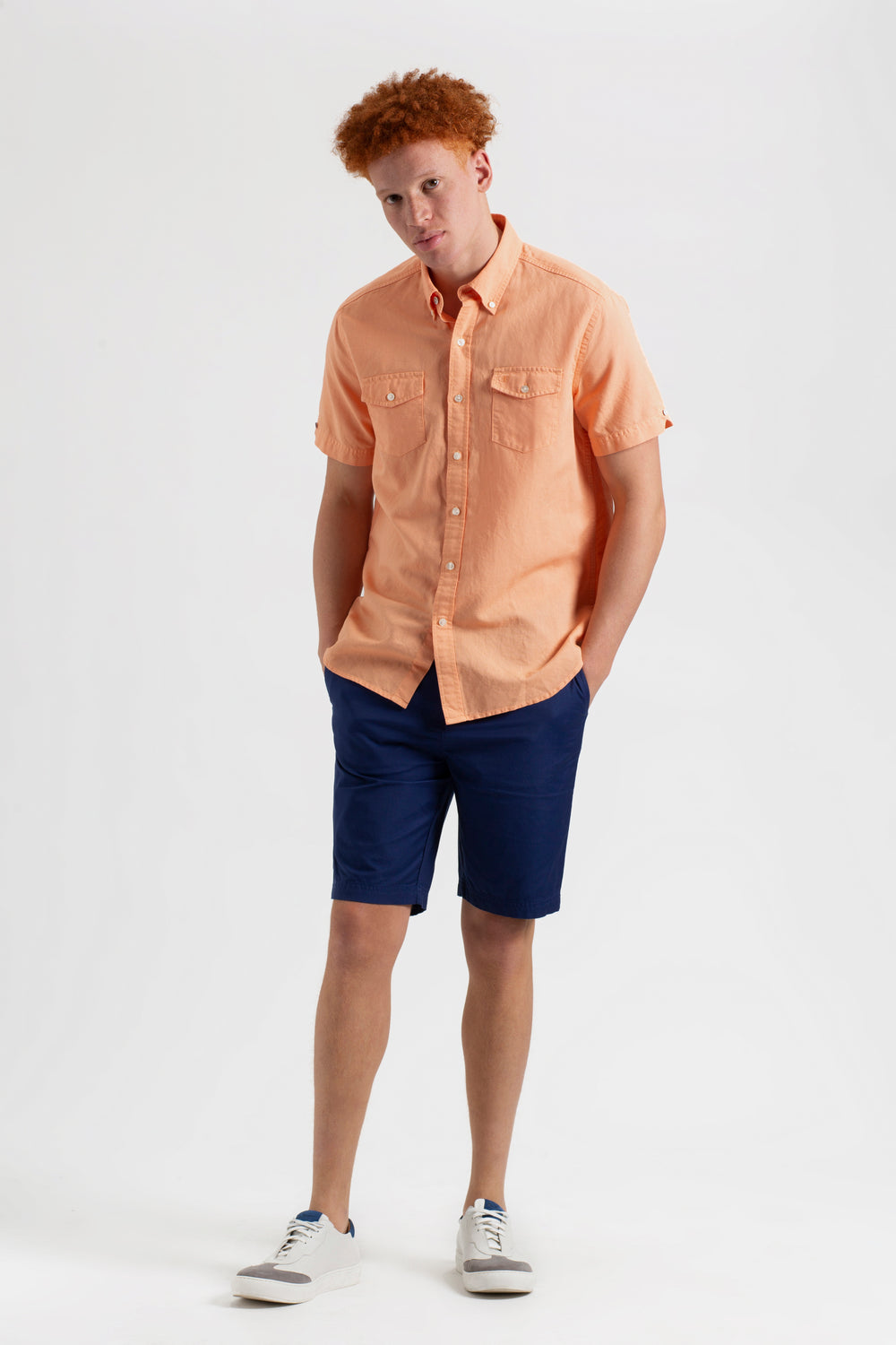 Ben Sherman Garment Dye Linen Shirts Orange | XQZG75206