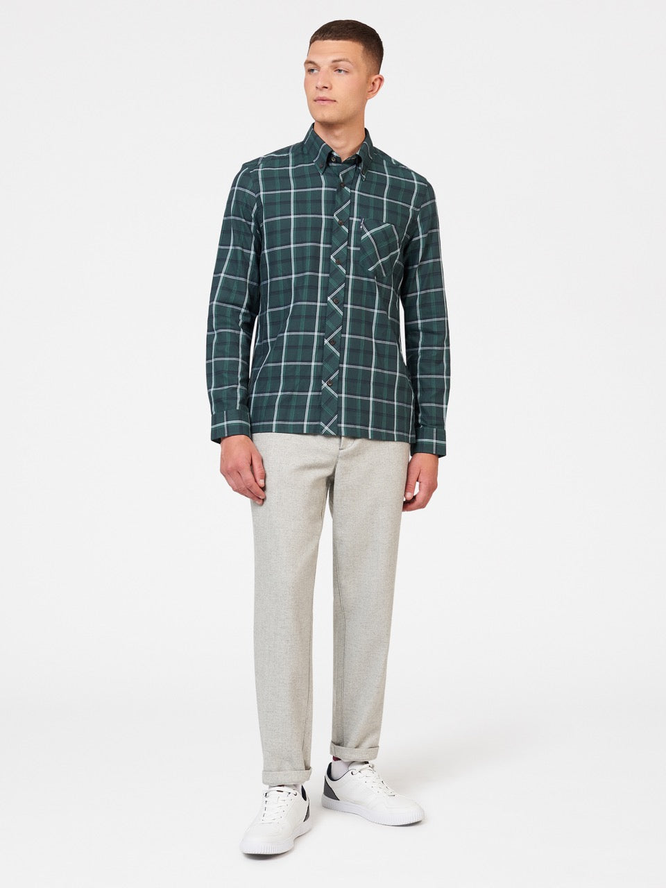 Ben Sherman Grid Check Shirts Green | KWJL26537