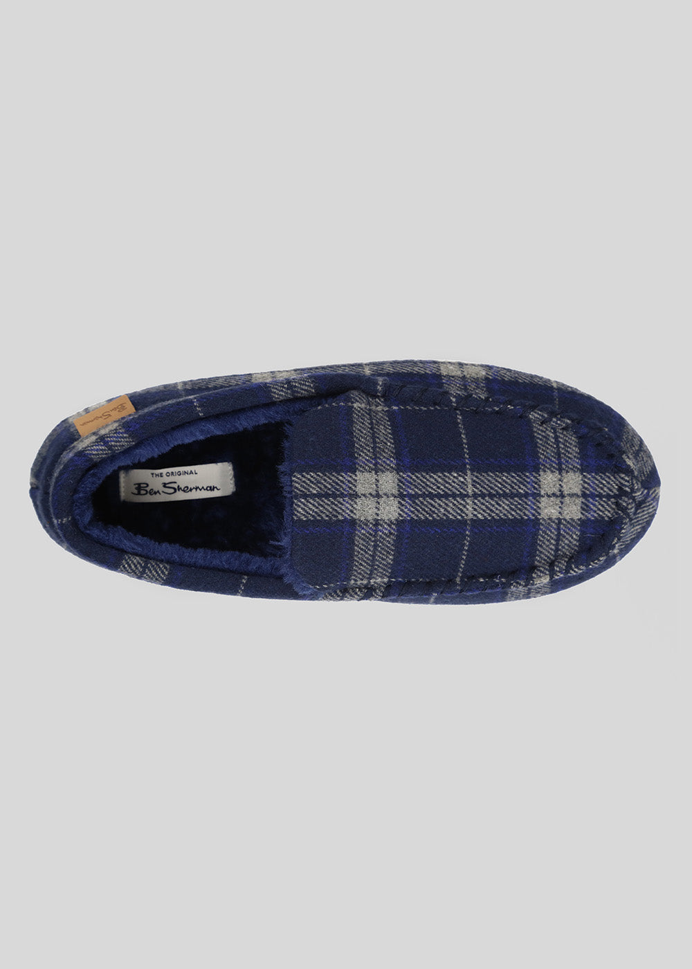 Ben Sherman Gritti Palace Check Moccasin Slipper Navy | JOMC84250