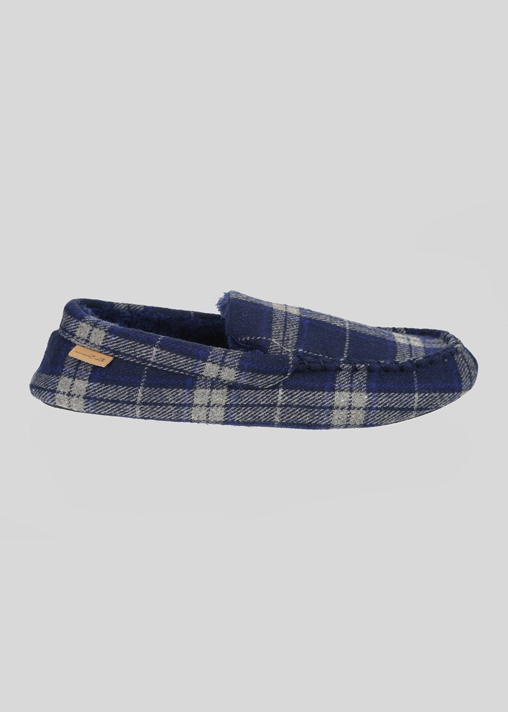 Ben Sherman Gritti Palace Check Moccasin Slipper Navy | JOMC84250