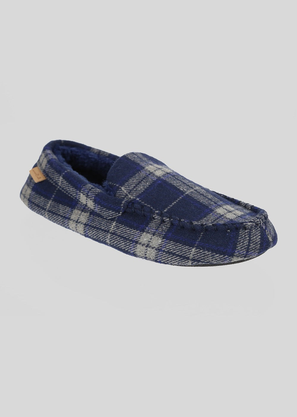 Ben Sherman Gritti Palace Check Moccasin Slipper Navy | JOMC84250