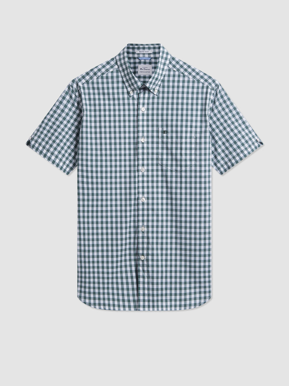 Ben Sherman House Poplin Gingham Shirts Olive | SYAX73508