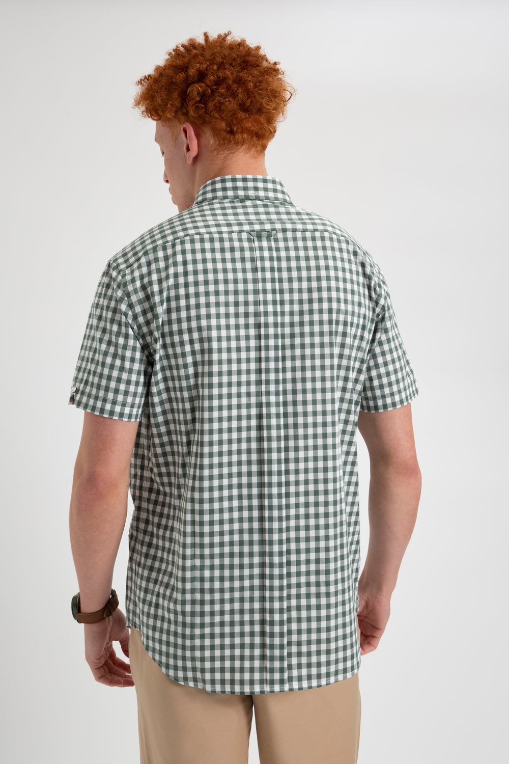 Ben Sherman House Poplin Gingham Shirts Olive | SYAX73508